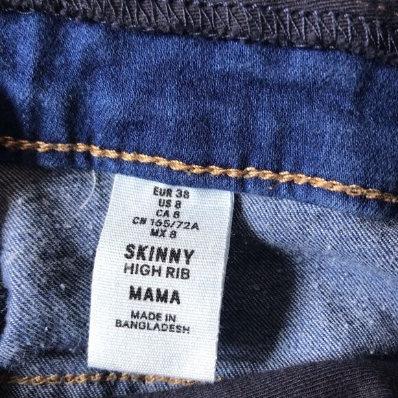 H&M & Denim Maternity Jeans Pant SZ 8 Blue Skinny High Rib Mama Stretch Tummy - Picture 3 of 9